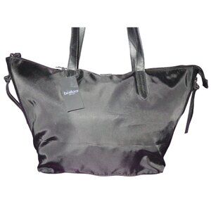 BOTKIER New York Bond Black Nylon Leather Handles Expandable Side Zipper Tote